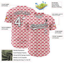 Load image into Gallery viewer, Custom Light Pink White-Black 3D Love Heart Valentine's Day Authentic Baseball Jersey