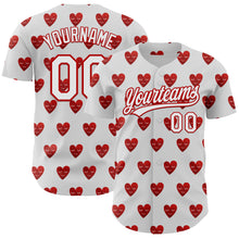 Load image into Gallery viewer, Custom White Red 3D Love Heart Valentine's Day Authentic Baseball Jersey