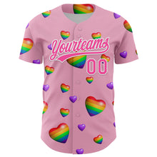 Load image into Gallery viewer, Custom Light Pink Pink-White 3D Love Heart Valentine's Day Authentic Baseball Jersey