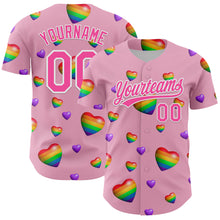 Load image into Gallery viewer, Custom Light Pink Pink-White 3D Love Heart Valentine's Day Authentic Baseball Jersey
