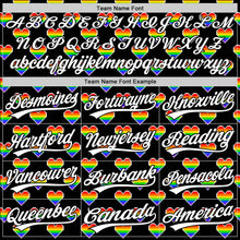 Load image into Gallery viewer, Custom Black White 3D Love Heart Valentine's Day Authentic Baseball Jersey