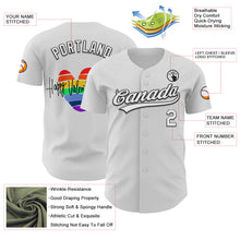Load image into Gallery viewer, Custom White Black 3D Love Heart Valentine's Day Authentic Baseball Jersey