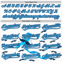 Load image into Gallery viewer, Custom White Sky Blue-Navy 3D Prostate Cancer Ribbon Authentic Baseball Jersey