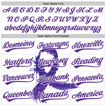 Load image into Gallery viewer, Custom White Purple 3D Testicular Cancer Ribbon Authentic Baseball Jersey