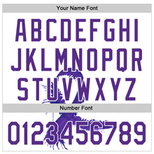 Load image into Gallery viewer, Custom White Purple 3D Testicular Cancer Ribbon Authentic Baseball Jersey