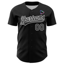 Load image into Gallery viewer, Custom Black White 3D Thyroid Cancer Ribbon Authentic Baseball Jersey