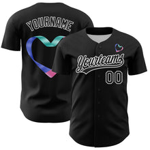 Load image into Gallery viewer, Custom Black White 3D Thyroid Cancer Ribbon Authentic Baseball Jersey