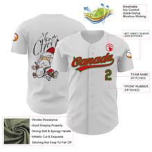 Load image into Gallery viewer, Custom White Fire Red-Grass Green 3D Funny Christmas Authentic Baseball Jersey