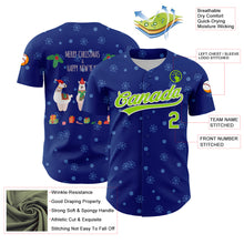 Load image into Gallery viewer, Custom Royal Neon Green-White 3D Funny Christmas Authentic Baseball Jersey