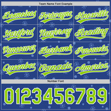 Load image into Gallery viewer, Custom Royal Neon Green-White 3D Funny Christmas Authentic Baseball Jersey