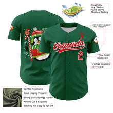Load image into Gallery viewer, Custom Kelly Green Fire Red-White 3D Funny Christmas Authentic Baseball Jersey