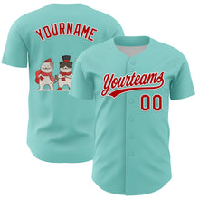 Load image into Gallery viewer, Custom Ice Blue Red-White 3D Funny Christmas Authentic Baseball Jersey