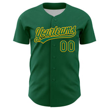 Load image into Gallery viewer, Custom Kelly Green Gold 3D Funny Christmas Authentic Baseball Jersey