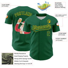 Load image into Gallery viewer, Custom Kelly Green Gold 3D Funny Christmas Authentic Baseball Jersey