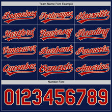 Load image into Gallery viewer, Custom Navy Red-Cream 3D Funny Christmas Authentic Baseball Jersey