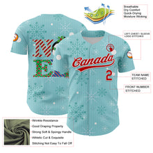 Load image into Gallery viewer, Custom Ice Blue Red-Kelly Green 3D Funny Christmas Authentic Baseball Jersey