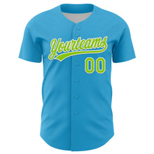 Load image into Gallery viewer, Custom Sky Blue Neon Green-White 3D Funny Christmas Authentic Baseball Jersey