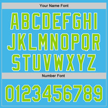 Load image into Gallery viewer, Custom Sky Blue Neon Green-White 3D Funny Christmas Authentic Baseball Jersey