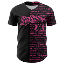 Load image into Gallery viewer, Custom Black Pink 3D Love Valentine's Day Authentic Baseball Jersey