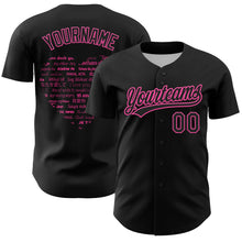 Load image into Gallery viewer, Custom Black Pink 3D Love Heart Valentine's Day Authentic Baseball Jersey