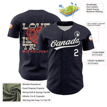 Load image into Gallery viewer, Custom Navy White-Black 3D Love Heart Valentine's Day Authentic Baseball Jersey