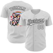 Load image into Gallery viewer, Custom White Black 3D Love Heart Valentine's Day Authentic Baseball Jersey
