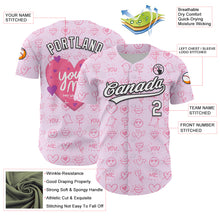 Load image into Gallery viewer, Custom Light Pink White-Black 3D Love Heart Valentine's Day Authentic Baseball Jersey