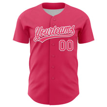 Load image into Gallery viewer, Custom Neon Pink White 3D Love Heart Valentine's Day Authentic Baseball Jersey