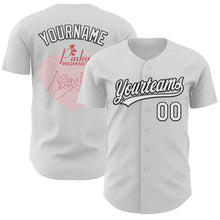 Load image into Gallery viewer, Custom White Black-Light Pink 3D Love Heart Valentine's Day Authentic Baseball Jersey