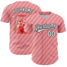 Load image into Gallery viewer, Custom Medium Pink White-Black 3D Love Heart Valentine's Day Authentic Baseball Jersey