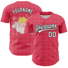 Load image into Gallery viewer, Custom Neon Pink White-Black 3D Love Heart Valentine's Day Authentic Baseball Jersey