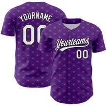 Load image into Gallery viewer, Custom Purple White-Black 3D Love Heart Valentine's Day Authentic Baseball Jersey