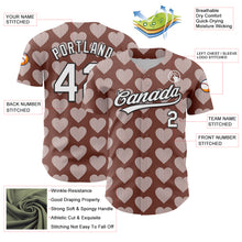Load image into Gallery viewer, Custom Brown White-Black 3D Love Heart Valentine's Day Authentic Baseball Jersey