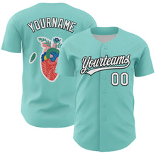 Load image into Gallery viewer, Custom Ice Blue White-Black 3D Love Heart Valentine's Day Authentic Baseball Jersey