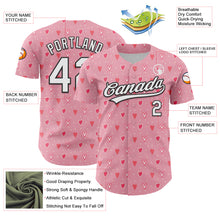 Load image into Gallery viewer, Custom Light Pink White-Black 3D Love Heart Valentine's Day Authentic Baseball Jersey