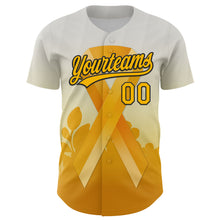 Load image into Gallery viewer, Custom White Gold-Black 3D Appendix Cancer Ribbon Authentic Baseball Jersey