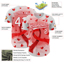 Load image into Gallery viewer, Custom White Fire Red 3D Blood Cancer Ribbon Authentic Baseball Jersey