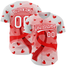 Load image into Gallery viewer, Custom White Fire Red 3D Blood Cancer Ribbon Authentic Baseball Jersey