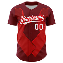 Load image into Gallery viewer, Custom Maroon White-Fire Red 3D Blood Cancer Ribbon Authentic Baseball Jersey