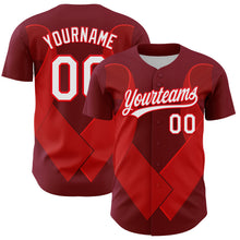 Load image into Gallery viewer, Custom Maroon White-Fire Red 3D Blood Cancer Ribbon Authentic Baseball Jersey