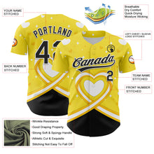 Load image into Gallery viewer, Custom Yellow Black-White 3D Bone Cancer Ribbon Authentic Baseball Jersey