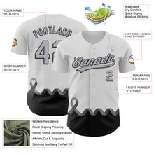 Load image into Gallery viewer, Custom White Gray-Black 3D Brain Cancer Ribbon Authentic Baseball Jersey