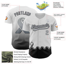 Load image into Gallery viewer, Custom White Gray-Black 3D Brain Cancer Ribbon Authentic Baseball Jersey