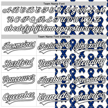 Load image into Gallery viewer, Custom White Black-Navy 3D Colorectal Cancer Ribbon Authentic Baseball Jersey