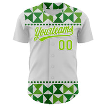 Load image into Gallery viewer, Custom White Neon Green 3D Gallbladder And Bile Duct Cancer Ribbon Authentic Baseball Jersey