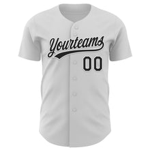 Load image into Gallery viewer, Custom White Black-Purple 3D Gastric Cancer Ribbon Authentic Baseball Jersey