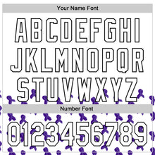 Load image into Gallery viewer, Custom White Purple-Black 3D Gynecological Cancer Ribbon Authentic Baseball Jersey