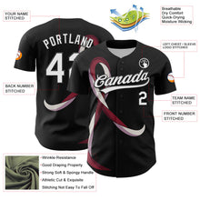 Load image into Gallery viewer, Custom Black White-Burgund 3D Head And Neck Cancer Ribbon Authentic Baseball Jersey