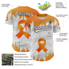 Load image into Gallery viewer, Custom White Orange-Black 3D Kidney Cancer Ribbon Authentic Baseball Jersey