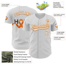 Load image into Gallery viewer, Custom White Bay Orange-Black 3D Kidney Cancer Ribbon Authentic Baseball Jersey